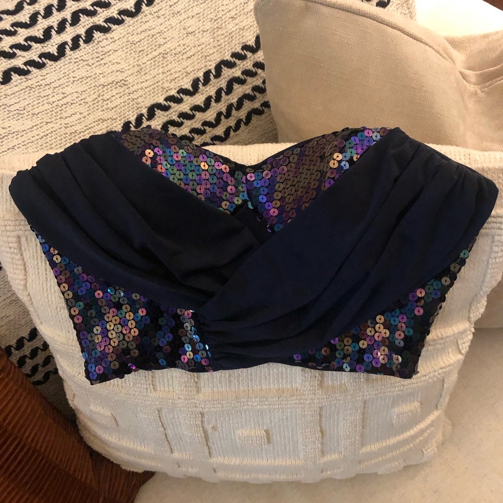 Bebe Sequined Bustier Top